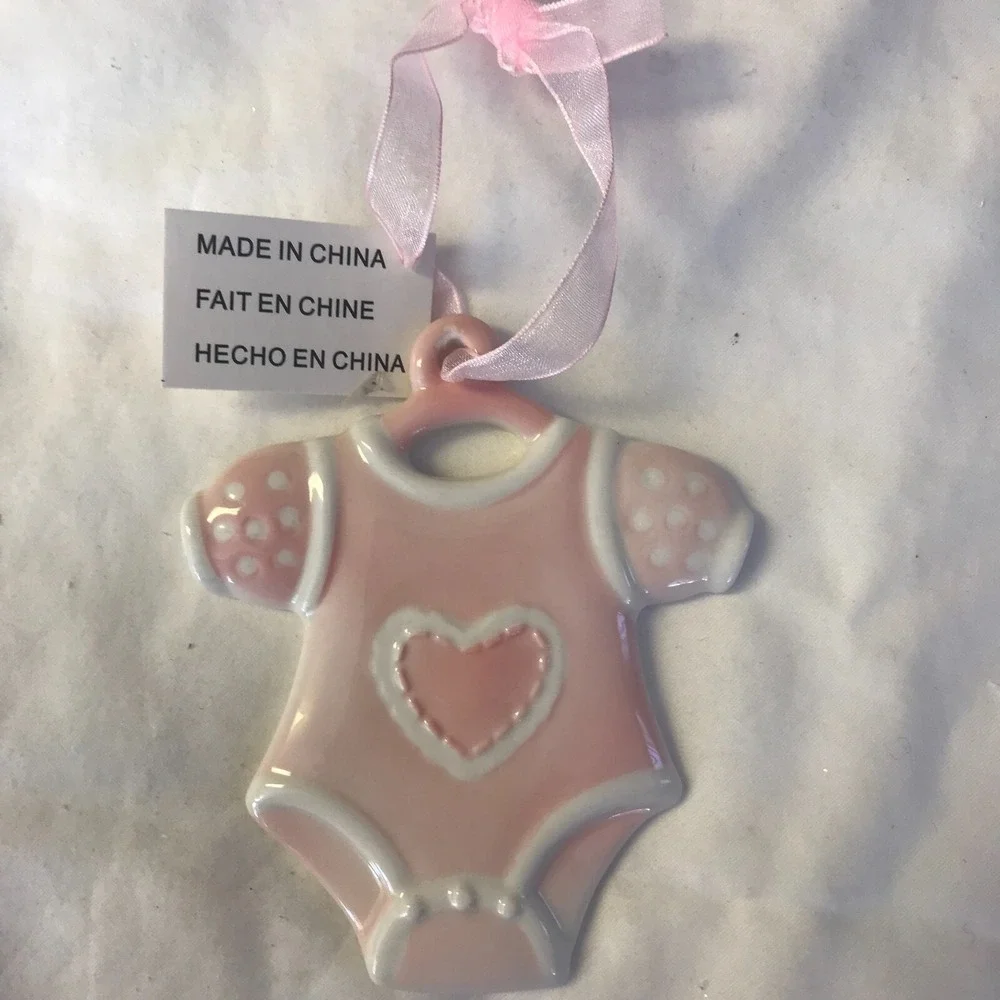 Avon Baby's First Christmas Ornament Girl Pink